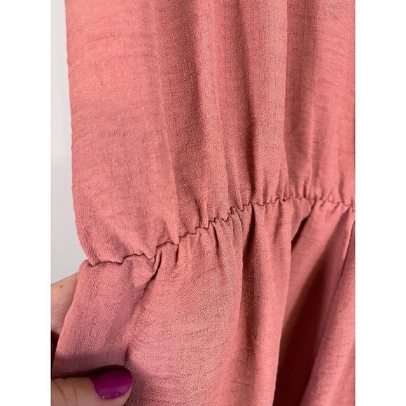 BCBG Romper Women L Pink Ruffle Neutral Minimalist Festival Y2K Feminine Girly - Picture 7 of 13